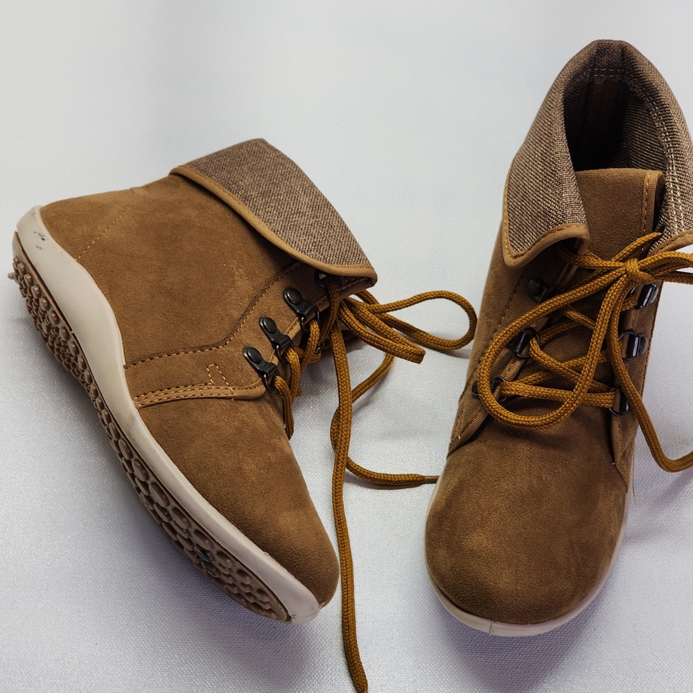 Brown Lace-Up Ankle Boots - Picture 1 of 5